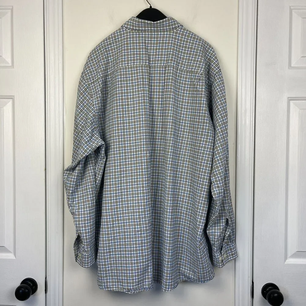 Carhartt Mens XXL Lightweight 100% Cotton Long Sleeve Button Up Blue Check *READ - Picture 4 of 8